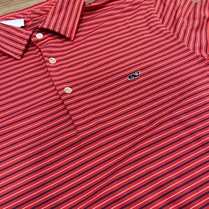 Vineyard Vines Men's Polo in Red and Blue Stripes
